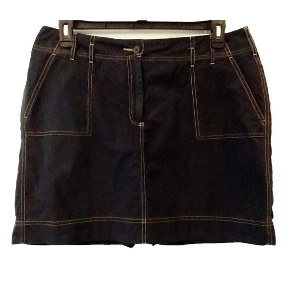 Lands' End Skort Black Cotton 4-Pockets Zipper Topstitch Detail - Size 14 - Picture 1 of 8